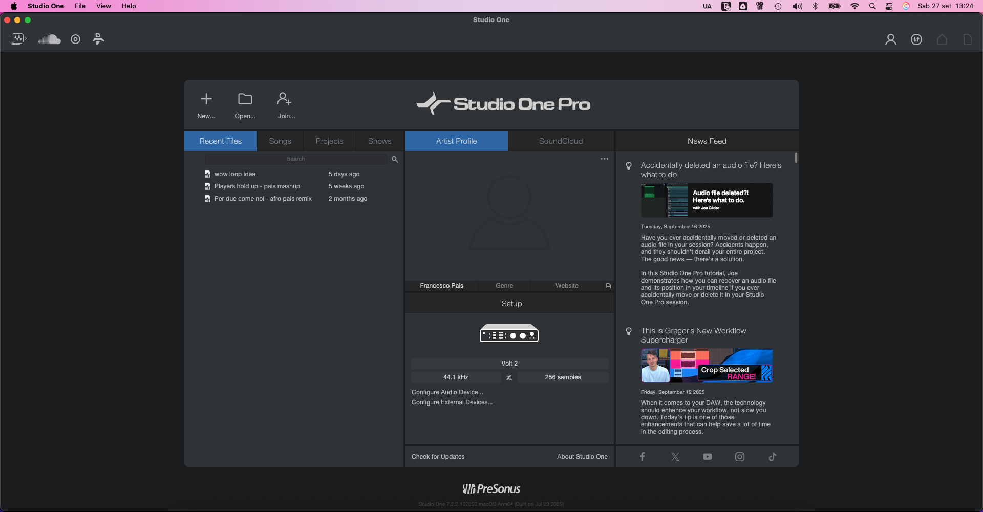Presonus Studio One Pro 7.2.2